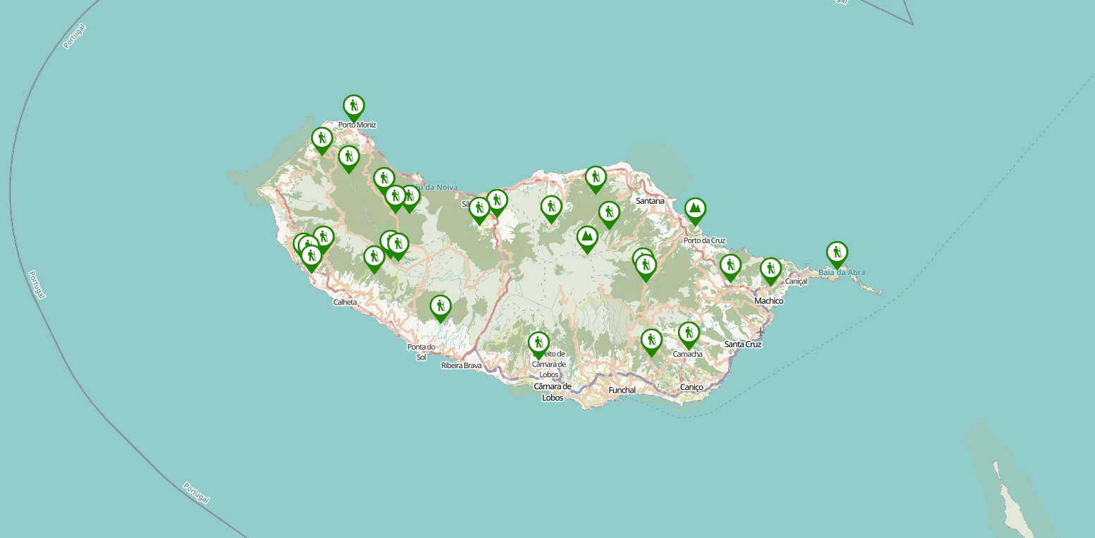 Cartes des randonnées à Madère